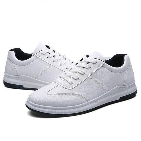 Men Pure Color Flat Skateboarding Shoes Lace Up Casual Trainers