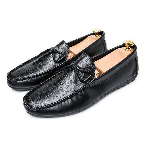 Men British Style Laces Decoration Flat Slip On Casual Doug Shoes