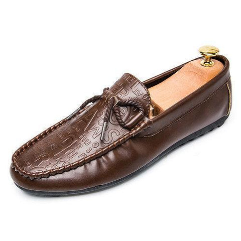 Men British Style Laces Decoration Flat Slip On Casual Doug Shoes