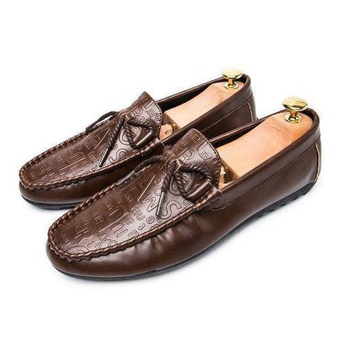 Men British Style Laces Decoration Flat Slip On Casual Doug Shoes