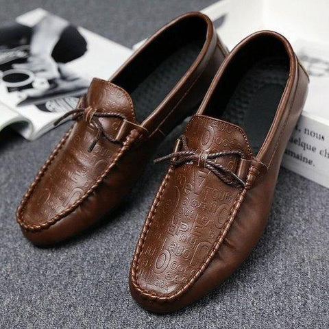 Men British Style Laces Decoration Flat Slip On Casual Doug Shoes