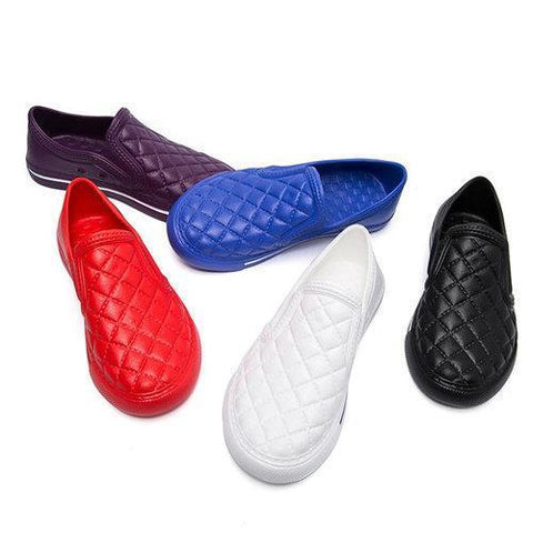 Big Size Plaid Soft Plastic Flat Slip On Casual Shoes