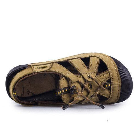 Men Stitching Genuine Leather Outdoor Hiking Sandals