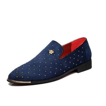 Men Suede Rivet Pointed Toe British Style Formal Shoes Slip