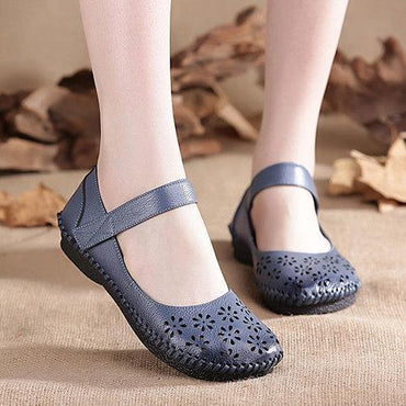 SOCOFY Mary Jane Original Hollow Out Hook Loop Soft Flat Vintage Shoes