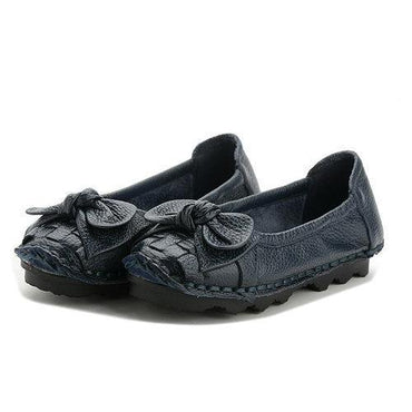 SOCOFY Butterfly Knot Woven Soft Retro Flat Shoes