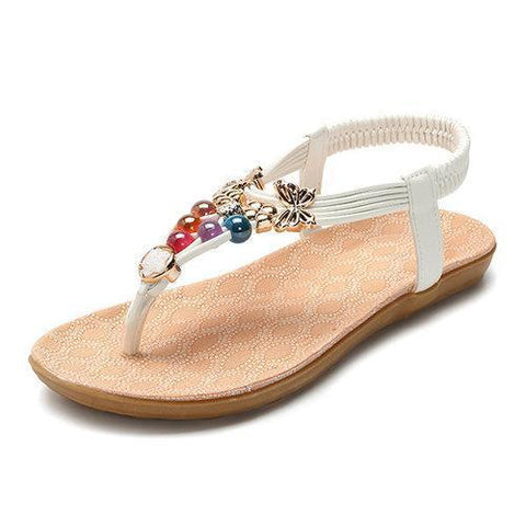 Bohemia Colorful Beaded Slip On Flat Sandals