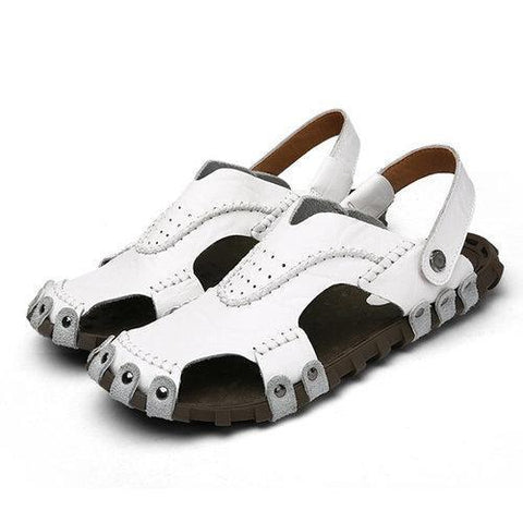 Men Genuine Leather Classic Gladiator Outdoor Fisherman Closed Toe Sandals