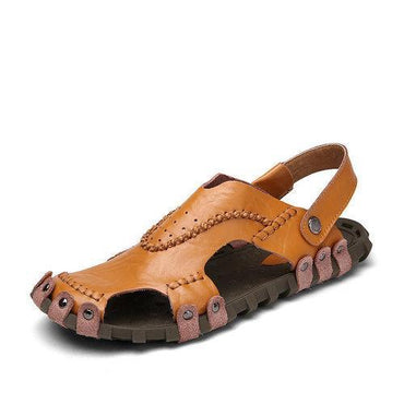 Men Genuine Leather Classic Gladiator Outdoor Fisherman Closed Toe Sandals