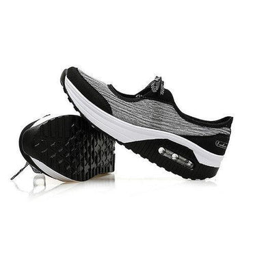 Mesh Rocker Sole Platform Lace Up Sport Casual Shoes