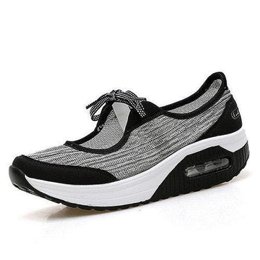 Mesh Rocker Sole Platform Lace Up Sport Casual Shoes