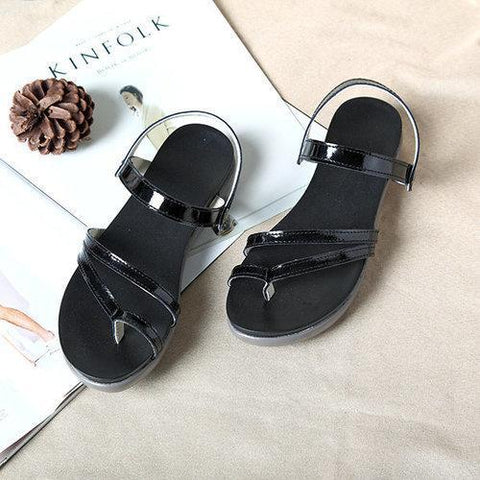 Large Size Two Way Wearing Clip Toe Low Heel Flat Sandals