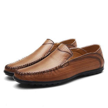 Men Vintage Breathable Flat Slip On Leather Business Casual