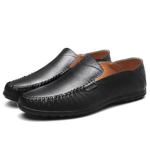 Men Vintage Breathable Flat Slip On Leather Business Casual