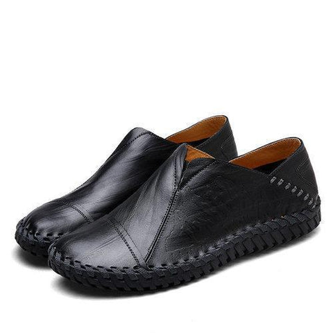 Men Hand Stitching Stylish Cap-toes Vintage Flat Slip On Casual Loafers