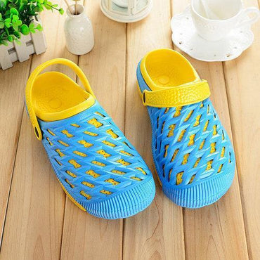 Big Size Hollow Out Color Match Sandals Slip On Flat Slippers