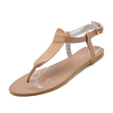 Pure Color Flip Flops T Shape Flat Beach Sandals For Women