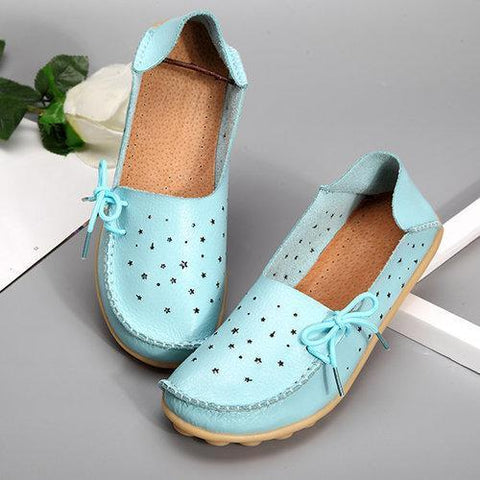 Big Size Hollow Out Star Lace Up Soft Leather Multi-Way Shoes