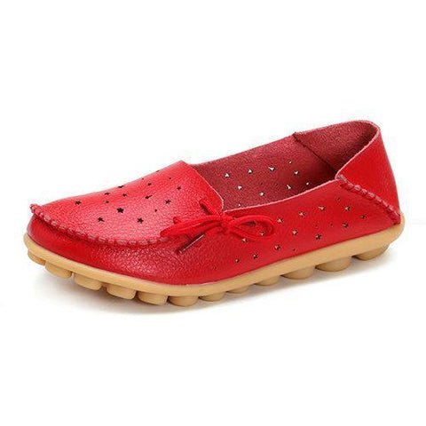 Big Size Hollow Out Star Lace Up Soft Leather Multi-Way Shoes