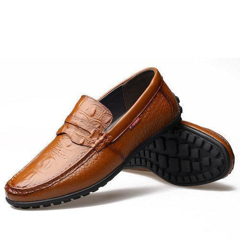 Men Crocodile Pattern Driving Loafers