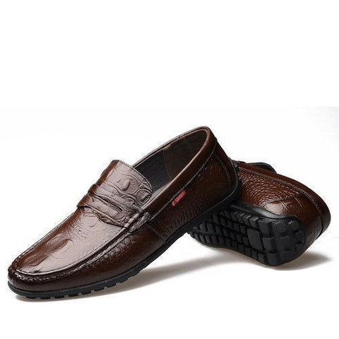 Men Crocodile Pattern Driving Loafers