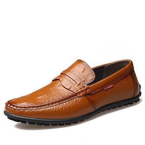 Men Crocodile Pattern Driving Loafers