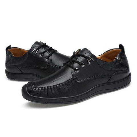 Men Luxury Vintage Carved Cow Leather Lace Up Business Casual Shoes