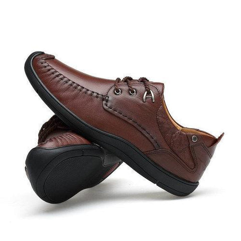 Men Luxury Vintage Carved Cow Leather Lace Up Business Casual Shoes