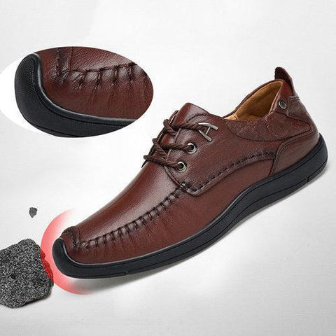 Men Luxury Vintage Carved Cow Leather Lace Up Business Casual Shoes