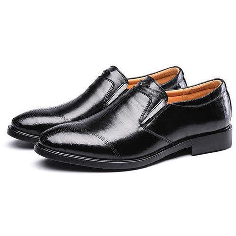 Men Vintage Pointed Toe Breathable Slip On Leather Dress Shoes