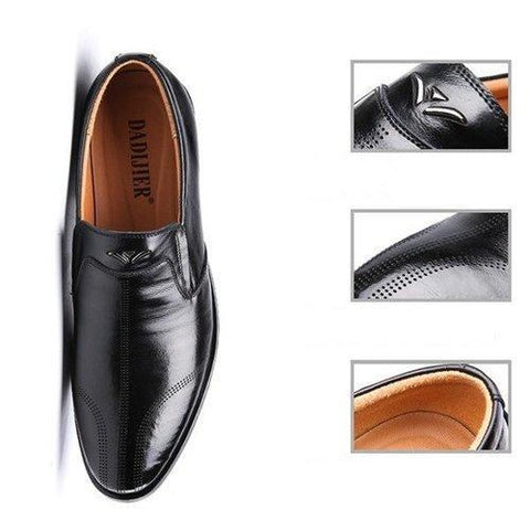 Men Vintage Pointed Toe Breathable Slip On Leather Dress Shoes