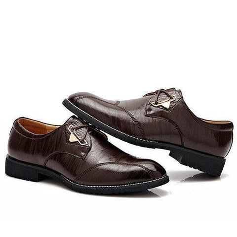 Men Vintage British Style Pointed Toe Business Casual Lace Up Dress Shoes