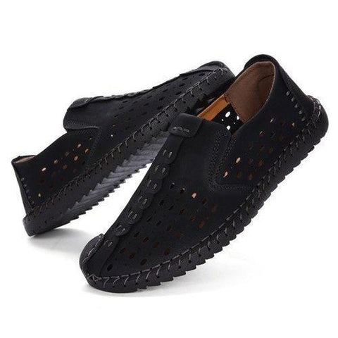 Men Vintage Hand Stitching Hole Breathable Soft Casual Casual Loafers