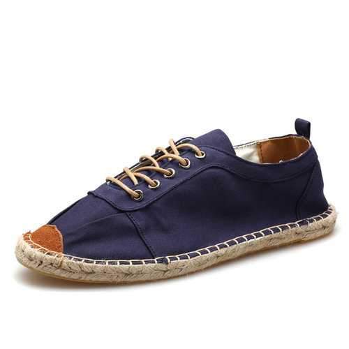 Men Breathbale Hand Stitching StitchingFlat Lace Up Espadrilles