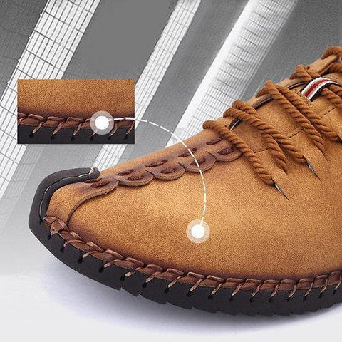 Men British Style Retro Stiching Casual Shoes