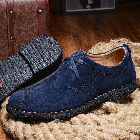 British Style Stiching Soft Lace Up Round Toe Casual Shoes For Men