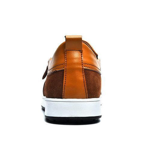 Men Height  Increasing Genuine Leather Side Zipper Retro Casual Shoes