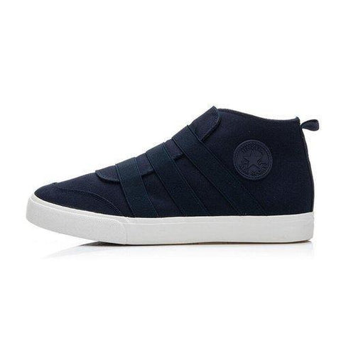 Men Canvas Pure Color Elastic Slip On Trainers High Top Casual Shoes