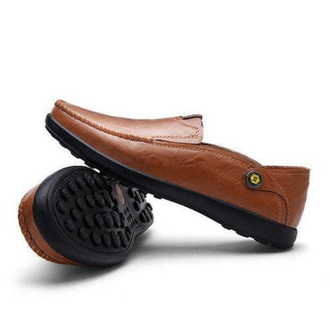 Men Stylish Flat Portable Slip On Driving Leather Loafers Soft Casual Shoes