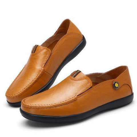 Men Stylish Flat Portable Slip On Driving Leather Loafers Soft Casual Shoes