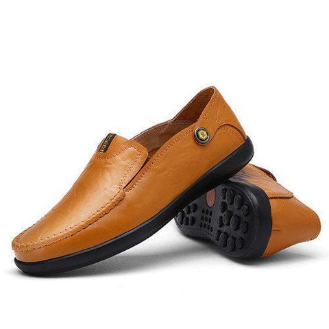 Men Stylish Flat Portable Slip On Driving Leather Loafers Soft Casual Shoes