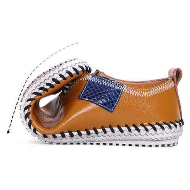 Men Soft Sole Leather Stitching Breathable Elastic Panels Outdoor Casual Shoes