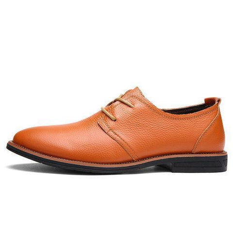 Men Genuine Leather Breathable British Style Lace Up Soft Casual Shoes