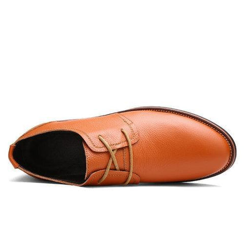 Men Genuine Leather Breathable British Style Lace Up Soft Casual Shoes