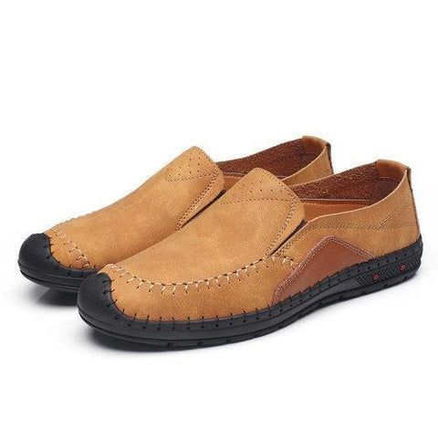 Men Hand Stitching Anti-collision Toe Slip On Oudoor Casual Shoes