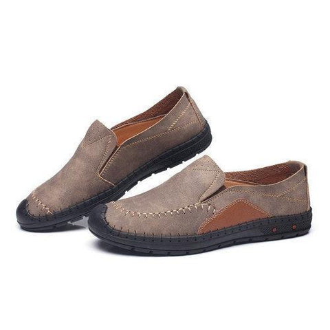 Men Hand Stitching Anti-collision Toe Slip On Oudoor Casual Shoes