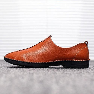 Men Microfiber Leather Business Stitching Slip On Casual Shoes