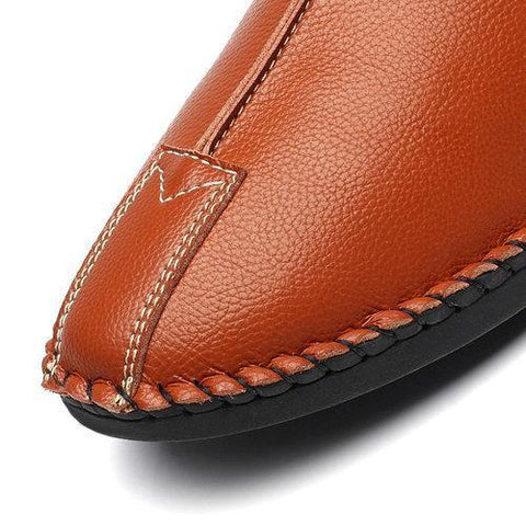 Men Microfiber Leather Business Stitching Slip On Casual Shoes