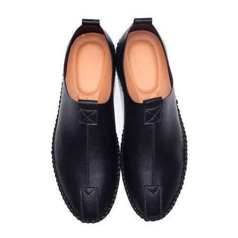 Men Microfiber Leather Business Stitching Slip On Casual Shoes