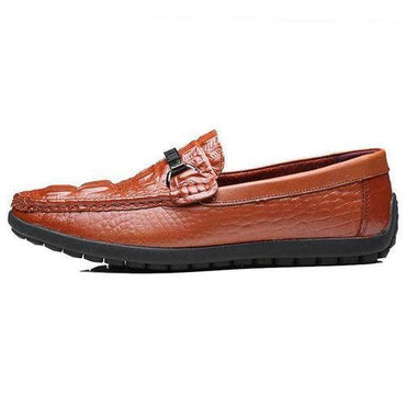 Men Luxury Crocodile Pattern Cow Leather Classic Loafers Slip On Doug Shoes